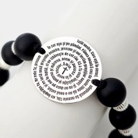 Bratara Rugaciunea Tatal Nostru - Bijuterie cu Har - Pietre semipretioase ONIX mat si 8 bilute - Argint 925 - Snur reglabil - 1