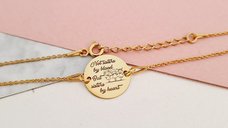 Bratara Sisters by Heart - Banut 15 mm cu Lantisor din Argint 925 Placat cu Aur de 18K