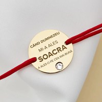 Bratara Soacra - Aleasa de Dumnezeu - Argint 925 placat cu Aur Galben 18K si Cristal Swarovski - Snur reglabil - 1