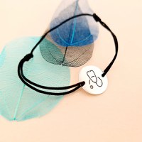 Bratara Stetoscop - Argint 925, snur negru reglabil - 1