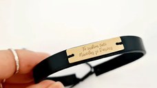 Bratara Te iubim tati si nume gravate - Argint 925 placat cu Aur 18k, piele