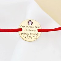 Bratara Titlul de Bunica - Argint 925 placat cu Aur Galben 18K si Cristal Swarovski - Snur reglabil, diverse culori - 1