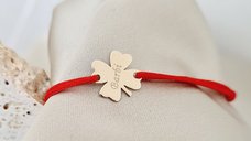 Bratara Trifoi Personalizata - Aur Galben 14K - Snur Reglabil