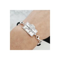 Bratara Trusa scule cu Bormasina gravata - Argint 925, piele impletita - 1