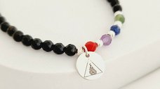 Bratara Vitalitate - Elementele Naturii - Charm si bilute 2.5 mm din Argint 925 - Pietre semipretioase Spinel combinat cu Coral, Ametist, Lapis si Agat - Inchizatoare carabina cu prelungire