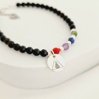 Bratara Vitalitate - Elementele Naturii - Charm si bilute 2.5 mm din Argint 925 - Pietre semipretioase Spinel combinat cu Coral, Ametist, Lapis si Agat - Inchizatoare carabina cu prelungire - 1