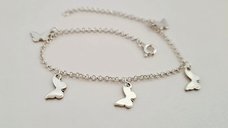 Bratara You’re My Butterfly - Model cu 5 fluturi si lantisor realizat pe marimea - Argint 925