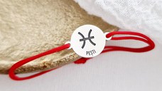 Bratara zodie - Banut 10 mm - Argint 925 - Snur reglabil, diverse culori