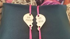 Bratari Best Friends - doua jumatati de inima - Argint 925 placat cu Aur 18K, snur reglabil
