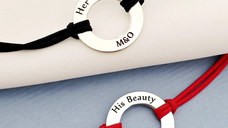 Bratari cuplu - His beauty & Her beast - Argint 925, snur negru