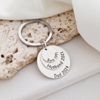 Breloc personalizat - 3 banuti suprapusi - Argint 925 - inel otel inoxidabil - 1