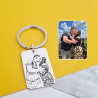 Breloc personalizat cu poza - Amitiri unice - Placuta 30x20 mm din Argint 925 - Inel otel inoxidabil - 1