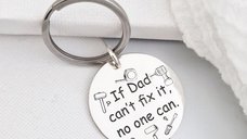 Breloc personalizat - Dad can fix it - Model rotund 30 mm din Argint 925 - Inel otel inoxidabil