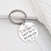 Breloc personalizat - Dad can fix it - Model rotund 30 mm din Argint 925 - Inel otel inoxidabil - 1