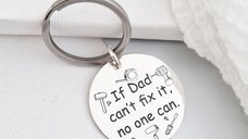 Breloc personalizat - Dad can fix it - Model rotund 30 mm din Argint 925 - Inel otel inoxidabil