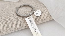 Breloc personalizat - Placuta si banut - Argint 925 - inel otel inoxidabil