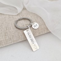 Breloc personalizat - Placuta si banut - Argint 925 - inel otel inoxidabil - 1