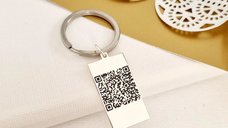 Breloc personalizat rectangular cu cod QR - Argint 925 si otel inoxidabil