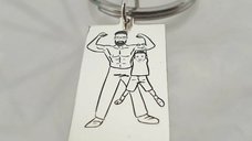 Breloc personalizat - Super Dad - Argint 925 - inel otel inoxidabil