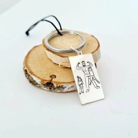 Breloc personalizat - Super Dad - Tata de fata si baiat - Argint 925 - inel otel inoxidabil - 1