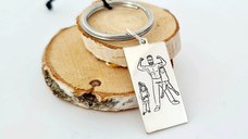 Breloc personalizat - Super Dad - Tata de fata si baiat - Argint 925 - inel otel inoxidabil