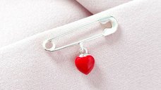 Brosa Ac de siguranta - Charm Inima mareata – Argint 925