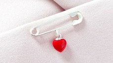Brosa Ac de siguranta - Charm Inima mareata – Argint 925