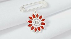 Brosa Ac de siguranta - Floare de Primavara – Argint 925 - Cristal Swarovski