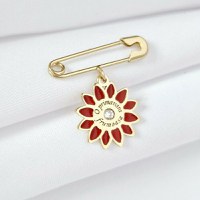 Brosa Ac de siguranta - Floare de Primavara – Argint 925 placat cu Aur Galben 18K - Cristal Swarovski - 1