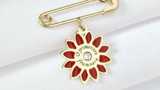 Brosa Ac de siguranta - Floare de Primavara – Argint 925 placat cu Aur Galben 18K - Cristal Swarovski