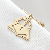 Brosa Ac de siguranta - Pandantiv Carte Invatatoare – Argint 925 placat cu Aur Galben 18K - 1