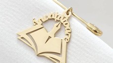 Brosa Ac de siguranta - Pandantiv Carte Invatatoare – Argint 925 placat cu Aur Galben 18K