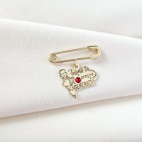 Brosa Ac de siguranta - Pandantiv Educatoare/Invatatoare – Argint 925 placat cu Aur Galben 18K - Cristal Swarovski - 1