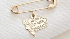 Brosa Ac de siguranta - Pandantiv Educatoare/Invatatoare - Aur Galben 9K