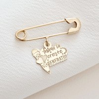 Brosa Ac de siguranta - Pandantiv Educatoare/Invatatoare - Aur Galben 9K - 1