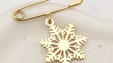 Brosa Ac de siguranta - Pandantiv Fulg de nea – Argint 925 placat cu Aur Galben 18K