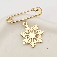 Brosa Ac de siguranta - Pandantiv Fulg de nea – Argint 925 placat cu Aur Galben 18K - 1