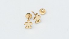 Cercei bebe/fetite cu Diamant naturat galben - Model ingerasi - Aur Galben 14K - Inchizatoare sigura si confortabila cu filet