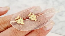 Cercei Bufnita aurie - Argint 925 placat cu Aur Galben 18K - Inchizatoare surub