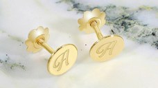 Cercei copii/bebe - Model banut personalizat - Aur Galben 14K - Inchizatoare sigura si confortabila cu filet