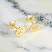 Cercei copii/bebe - Model banut personalizat - Aur Galben 14K - Inchizatoare sigura si confortabila cu filet - 1