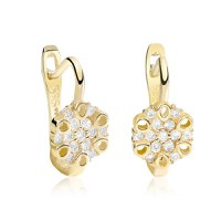 Cercei copii/bebe - Model \ Flower\ - Aur Galben 14K - Cubic Zirconia - Inchizatoare sigura cu tortita - 1