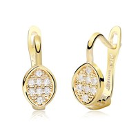 Cercei copii/bebe - Model \ Happy Life\ - Aur Galben 14K - Cubic Zirconia - Inchizatoare sigura cu tortita - 1