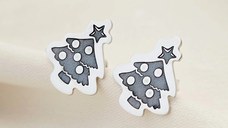 Cercei Craciun - O brad frumos - Argint 925, surub