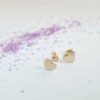 Cercei cu Diamante naturale - Inima - Aur Galben 14K - Inchizatoare surub - 1