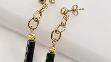 Cercei Curgatori cu Pietre Abalone Tubulare – Argint 925 placat cu Aur 18K