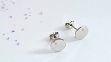 Cercei din Aur Alb 14K cu Diamante Naturale - Model Banut cu Inchizatoare Surub