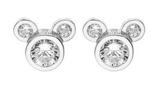 Cercei Disney Mickey Mouse cu Cristale Albe - Argint 925