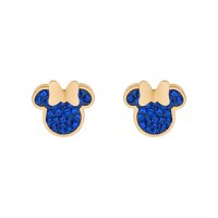 Cercei Disney Minnie Mouse - Otel Medical Inoxidabil Auriu si Cristale Albastre - 1