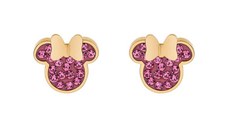 Cercei Disney Minnie Mouse - Otel Medical Inoxidabil Auriu si Cristale Roz